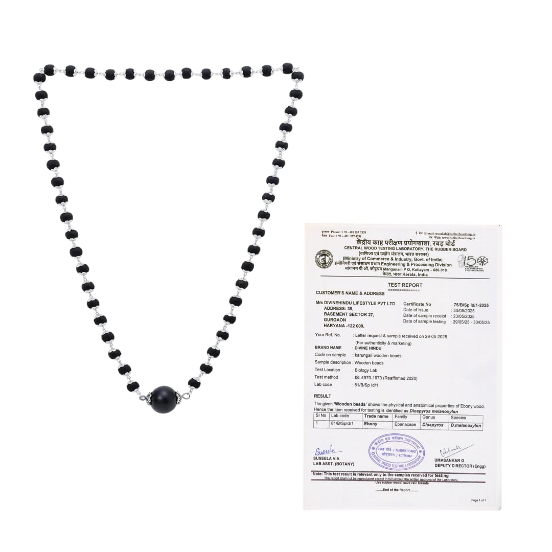 Divine Hindu Karungali Mala with Silver Coated Cap and Larger Bead Mala | 108 Bead Ebony Wood for Spiritual Healing,Protection & Meditation| Handcrafted Authentic Jewelry for Men & Women | Certified-image-12