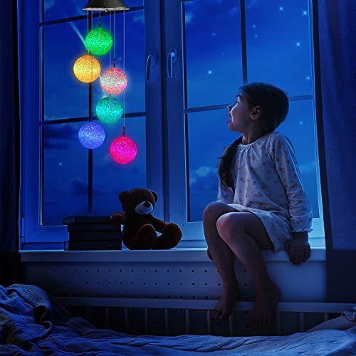 Image of Toodour Solar Wind Chime, Color Changing Ball Wind Chimes, LED Decorative Mobile, Gifts for Mom Grandma, Waterproof Outdoor Solar Lights for Garden, Patio, Party, Yard, Window, Outdoor Decor
