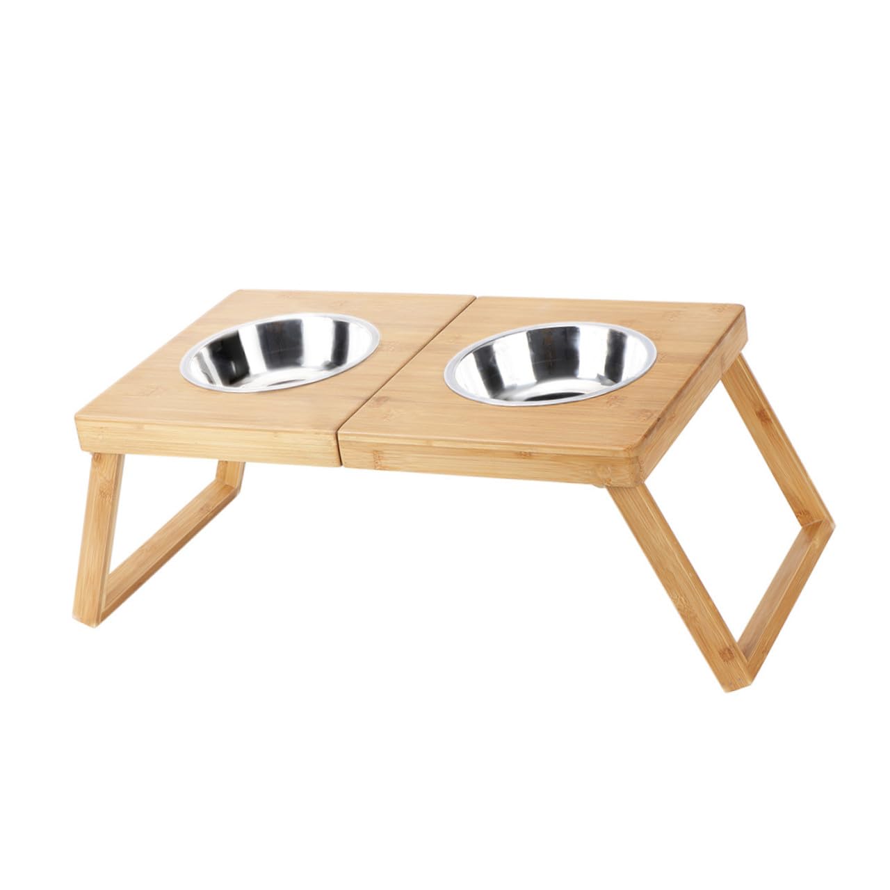 Rejilla para Dos Cuencos para Mascotas Plegable de Acero Inoxidable | Perros y Gatos, Diseño de Doble Tazón, Estructura Abatible, Alimentación Cómoda