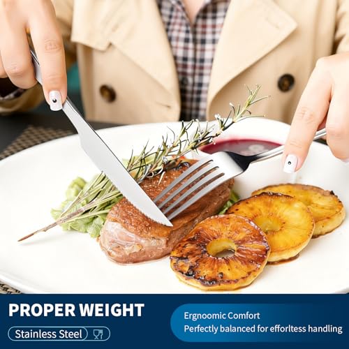 GPY 24-Piece Silverware Set with Steak Knives Nickel Free Cutlery Set for 4 - image 8
