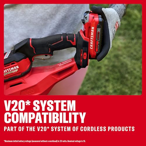 Image of CRAFTSMAN V20 22 in. Hedge Trimmer Cordless with 2Ah Battery and Charger, Lightweight Brushless RP Bush Trimmer with Hedge Sweep Attachment, Longer Runtime, Up to 2X More Power (CMCHT830D1)