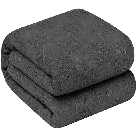Oakias 100% Cotton Blanket Queen Grey - 350 GSM 90 x 90 Inches Soft Thermal Blanket Queen Size - Throw Blanket Lightweight, Breathable & Durable Summer Blanket for Bed, Couches & Living Room Cover