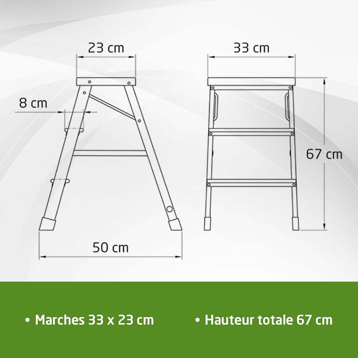 Amig - Escabeau Pliable à 3 Marches | Aluminium Léger et Résistant | Marches Antidérapantes pour Sécurité | Facile à Transporter et à Ranger | Idéal pour Accès à Petites Hauteurs, Aluminium, 3 Marches