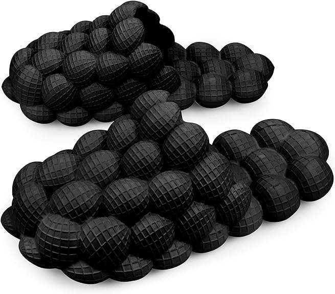Stardust Bubble Slides Massage Slippers For Women Men Non-Slip Spa Gym Bubble Slippers Soft Pillow Stress Relief Slide (Black US Footwear Size System Adult Women Numeric Range Medium 8.5 9)