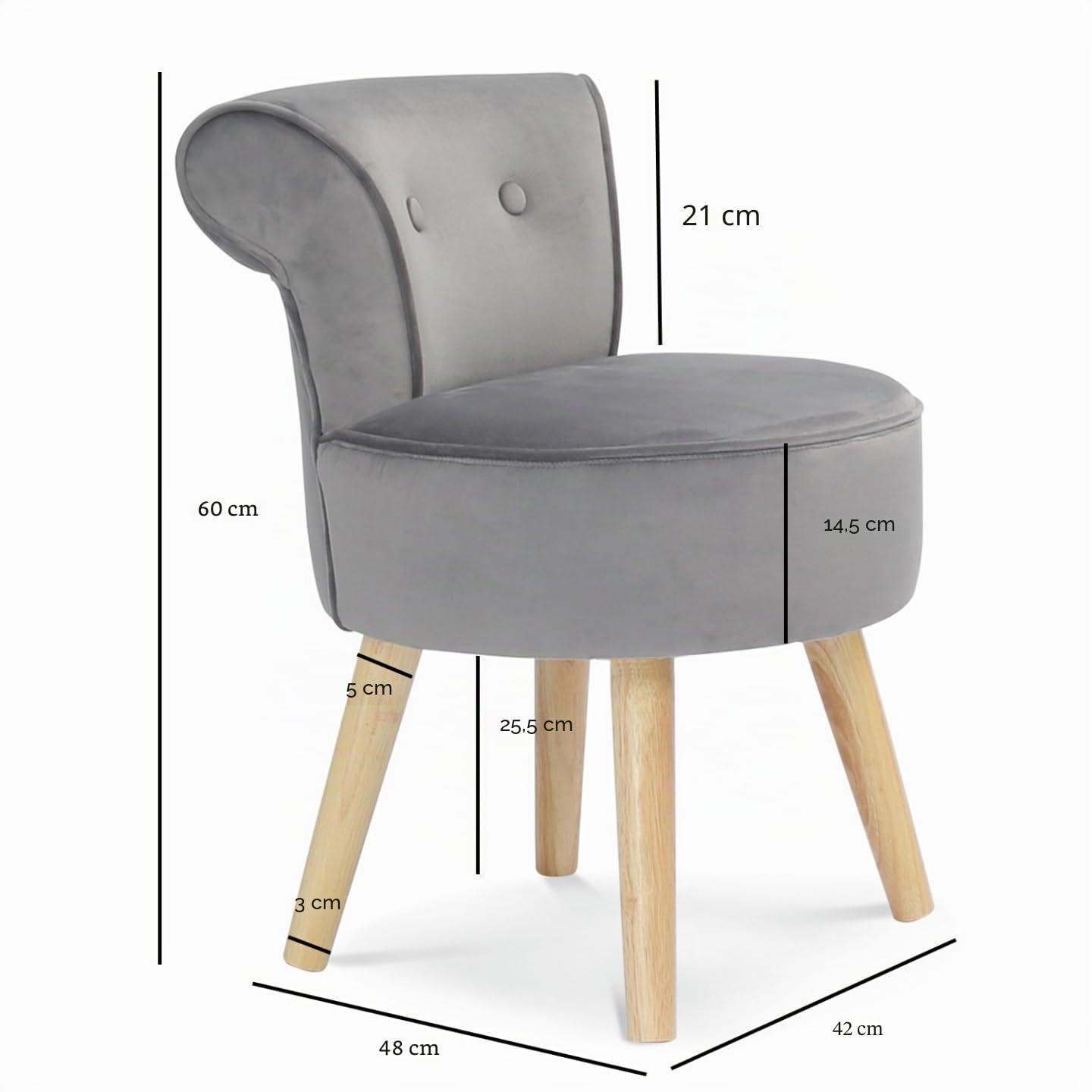 IDMarket - Sillón Sapo de terciopelo gris