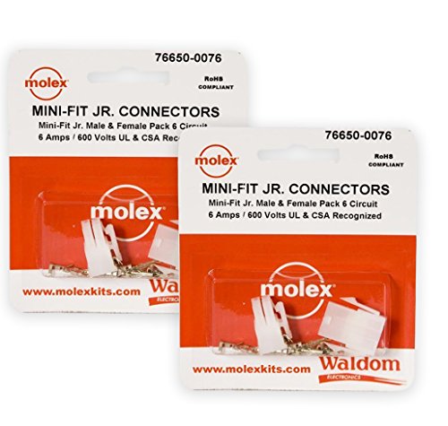 Molex -2 Complete Set - (6 Circuit) w/18-24 AWG, Wire Connector - Mini-Fit Jr ™