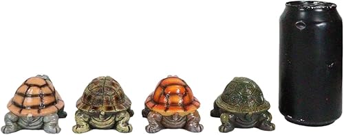 Miniatura 7 de Ebros - Juego de 4 figuras náuticas marinas coloridas de tortugas marinas, tortugas Bobblehead, símbolo de fortuna y suerte, zen, Feng Shui, playa
