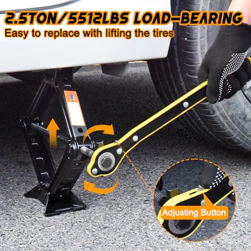 Image of Scissor Car Jack 2.5 Ton (5511 lbs) Tire Changing Kit with Lug Wrench - Emergency Kit for Car, SUV, MPV