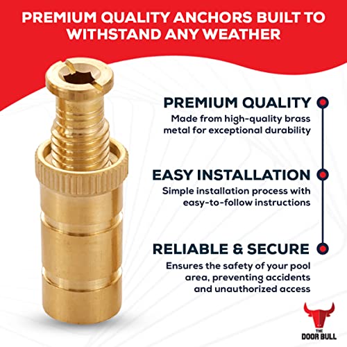 The Door Bull TDB-ANCHOR Brass Pool Cover Anchors For Concrete & Pavers Deck, Universal Size Fits 3/4 Inch Hole, Ideal For Inground Pool Safety Covers thumb #2