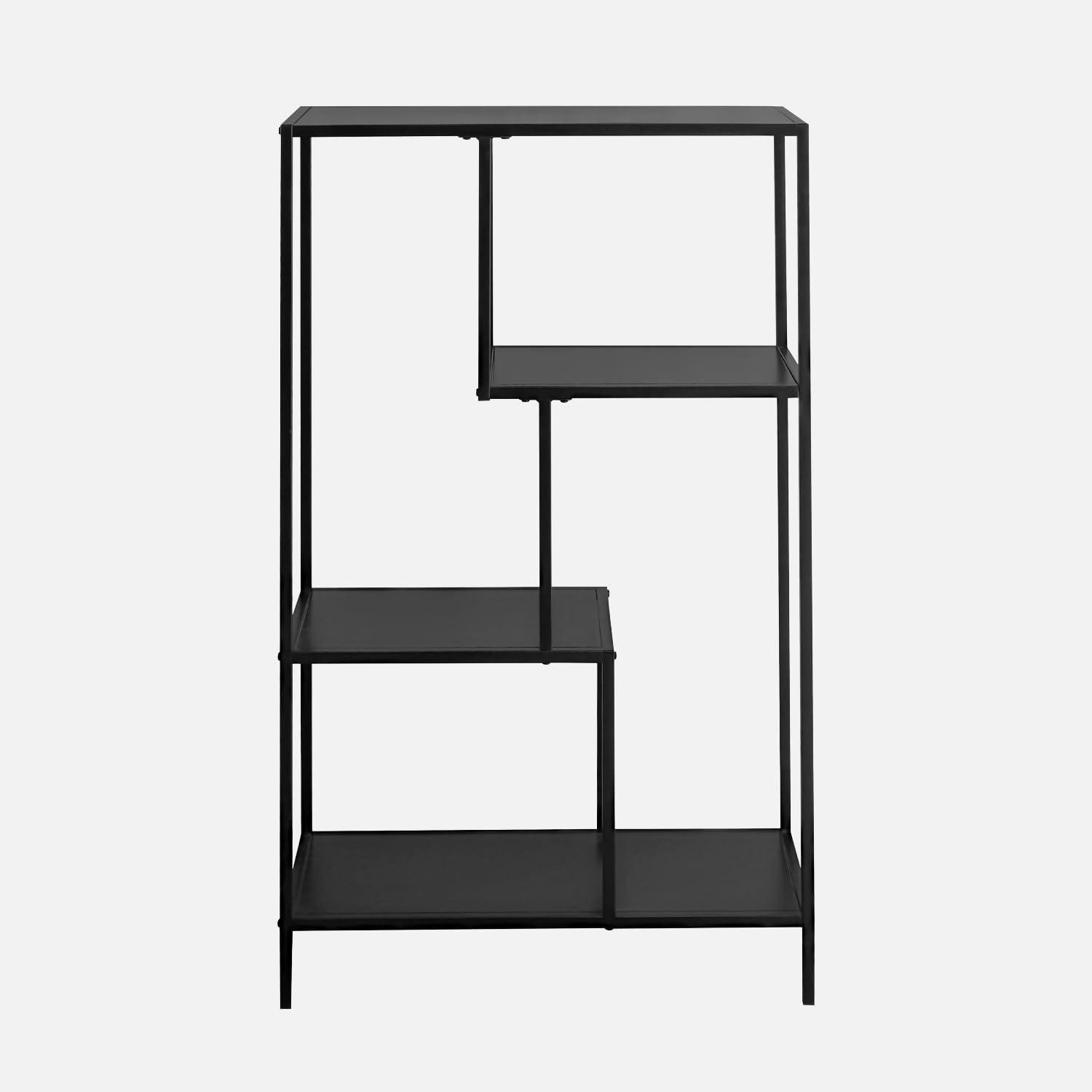 Bücherregal aus schwarzem Metall asymmetrisch 4 Ebenen B 69 x T 33 x H 113,5cm - Industrielle