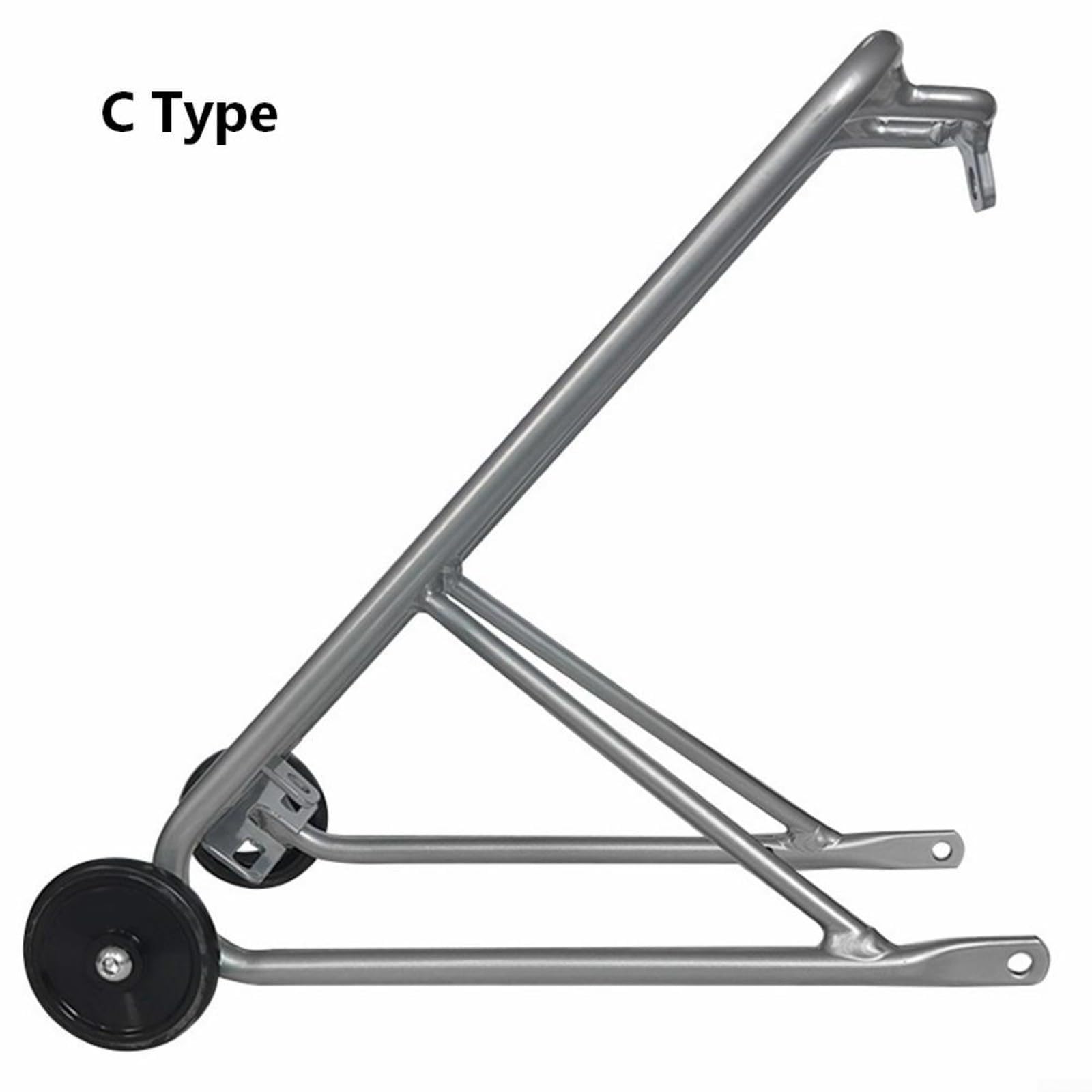 Fahrradträger aus Aluminiumlegierung, 40,6 cm (16 Zoll), zusammenklappbar, mit einfachen Rädern, 34 x 14 x 21 cm, für Brompton-Reifen, silberfarbene Gepäckablage für Pendler