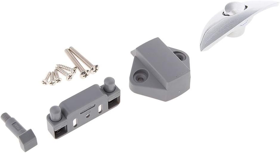 Hook-Latches Silver Half Moon Cupboard Drawer Push Button Door Lock Press Close Latch Catch Campervan