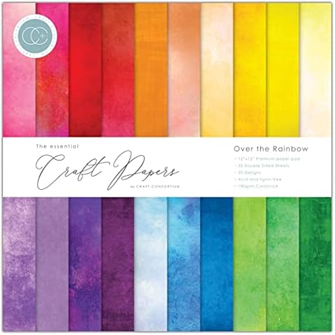 Craft Consortium Double-Sided Paper Pad 12"X12" 40/Pkg-Over The Rainbow, 20 Designs Cover