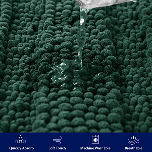 Subrtex Bathroom Rugs Chenille Bath Rug Striped Plush Bath Mat Soft Rugs For Bathroom Water Absorbent Shower Mat Quick Dry Machine Washable(Green,20"X32") #TOP4