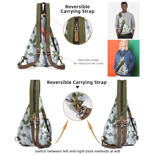 Image of KL928 Canvas Sling Bag - Small Crossbody Backpack Shoulder Casual Daypack Rucksack for Men Women