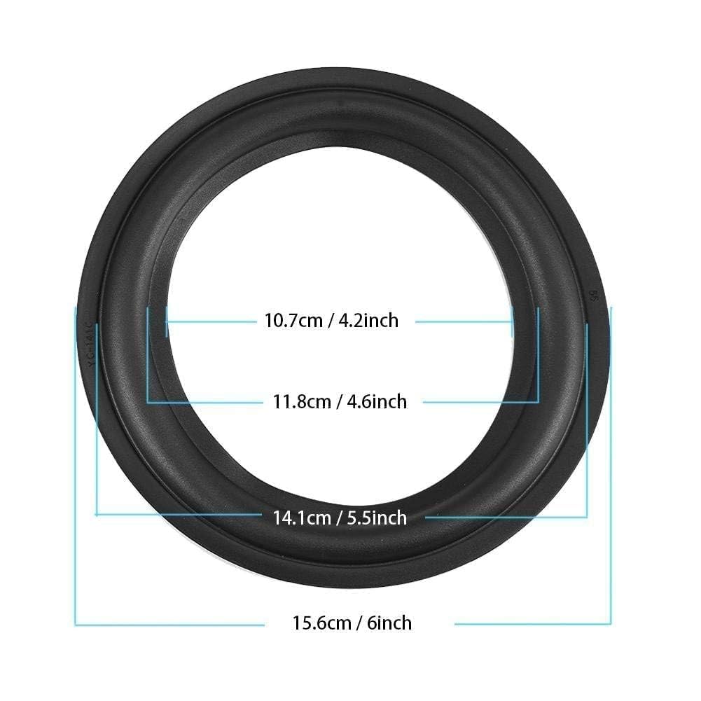 Zerone Altoparlante Riparazione Perforata Bordo Surround Kit Ricambio 2pcs 6 Pollici / 156mm Gomma Nero