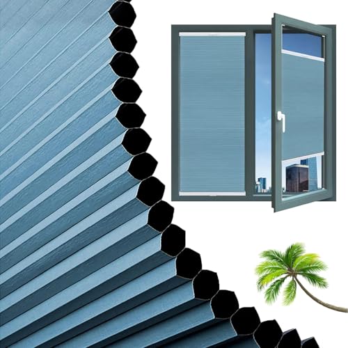 Honeycomb Blinds Blackout,Cordless Cellular Shades for Windows,Insulated Honeycomb Pleated Blinds Thermal,Cellular Pleated Shades No Drilling,Curtains for Home Office,W×H-160×150cm(63 * 59.1in)