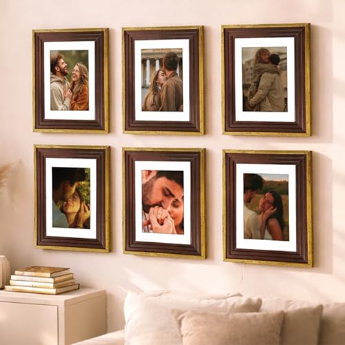 Image of Art Street Luxury Photo Frame for living room, Modern Step Design Photo Frames for Photograph, Art Work, Kids Room Set of 6 (8x10 Inch, Gold)