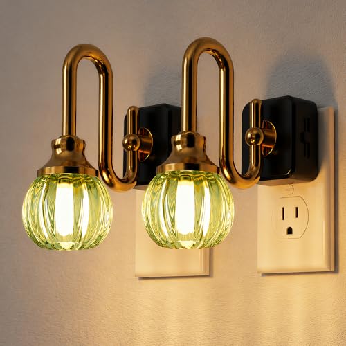 Image of JandCase Night Light, Night Lights Plug into Wall Green Tulip 2 Pack