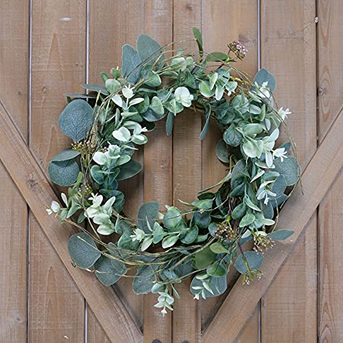 Idyllic 12 Inch Artificial Green Leaves Wreath Eucalyptus Round Wreath For Home Decoration Rustic Farmhouse Decor For Festival Celebration Front Door thumb #2