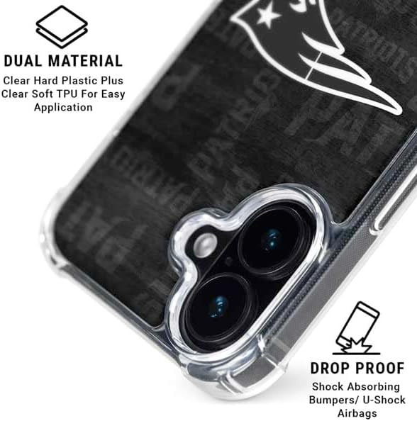 Skinit Phone Case Compatible with MagSafe iPhone 16 - Officially Licensed NFL New England Patriots Black & White Design