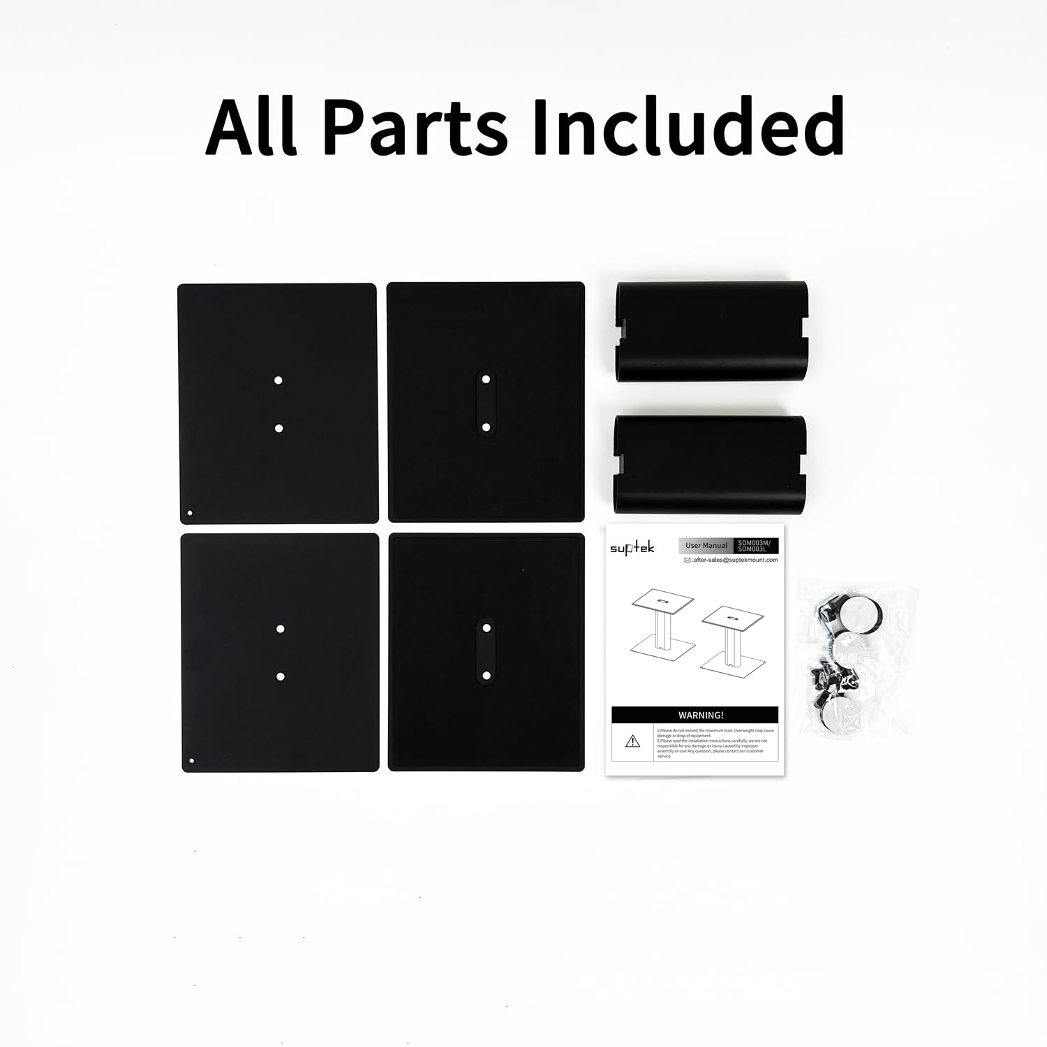 suptek Supporto per Altoparlante da Scrivania con Vassoio,Supporti Universali per Altoparlanti Ideali per Home Cinema e Ufficio,16,5 x 20 cm,Altezza 157 mm,Carico Massimo 20 kg,Nero