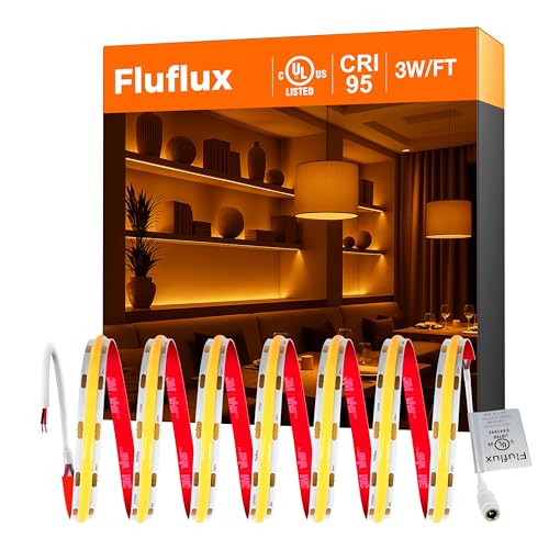 Image of Candlelight COB LED Strip Lights 2400K, 3W /FT, 16.4FT 24V LED Tape Light with 3M VHB Backing, CRI 95, UL Listed, Cuttable, Dimmable, Bendable for Bars, Restaurants, Relaxing (NO Power Supply)