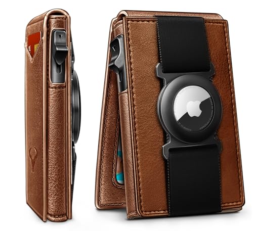 Image of BULLIANT Men Slim Leather Wallet Metal Case Money Clip-Magnetic Closure