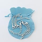 Necklace Extender Chains, Set of 6, Sterling silver, 12mm lobster clasp, waterdrop charm - Bag color and style may vary.