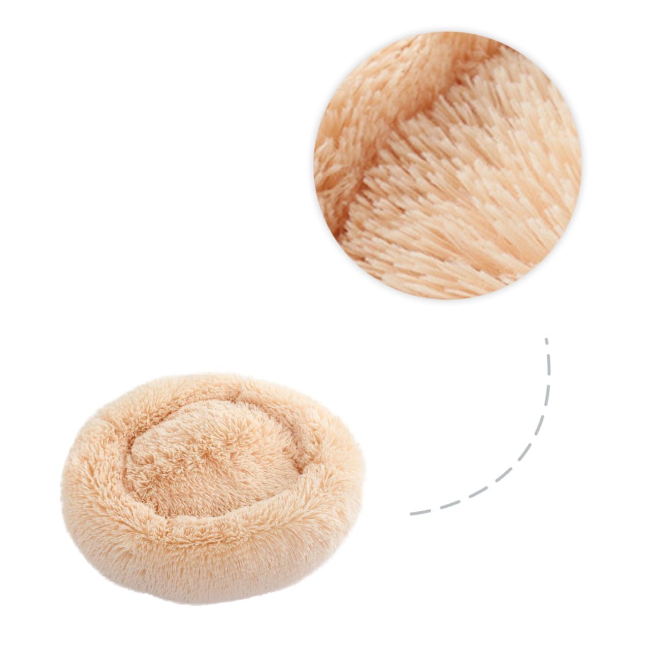 Panier auto-chauffant beige en fausse fourrure pour petit chien et chat