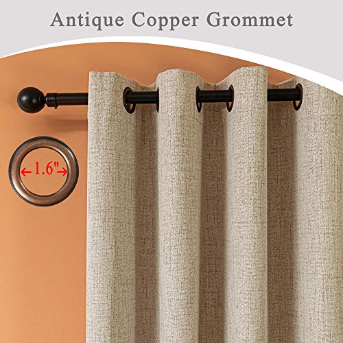 Mingshire Natural Color Faux Linen Full Blackout Curtains Drapes With 3 Pass Coating Back, Waterproof Treatment Easy Care For Sliding Door, 52" Width / 84" Length, Pack Of 2 #TOP1