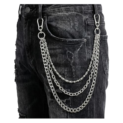 Jean Chain for Men & Women Punk Pants Chain - Long Biker Gothic Belt & Wallet Key Chains | Hip Hop Rock Metal Trousers Jean Accessories