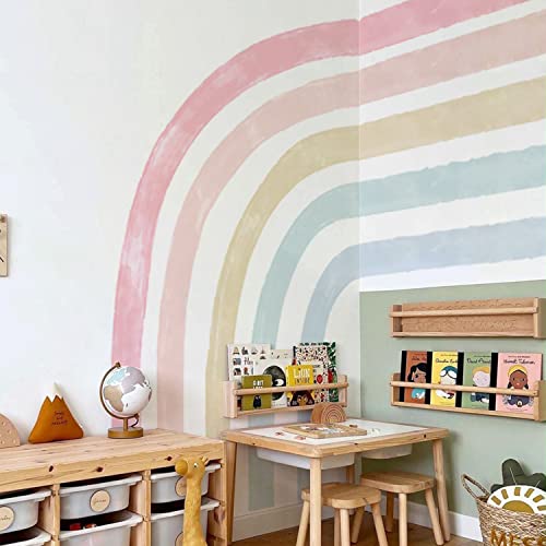 Funlife Fabric Large Rainbow Wall Mural Stickers Peel And Stick, Precut Watercolor Pastel Rainbow Wall Decals For Girls Bedroom, Irregular Rainbow Wall Art Decor For Kids Nursery Room Playroom #TOP4