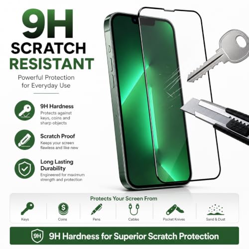 Image of Tempered glass for iPhone 13 Pro (6.1 Inch), 9H Hardness, HD Clear, Bubble Free, Case Friendly, Scratch Resistant, Screen Protector Full HD Quality, Edge to Edge Coverage, Easy Installation (iPhone 13 Pro), Pack of 1