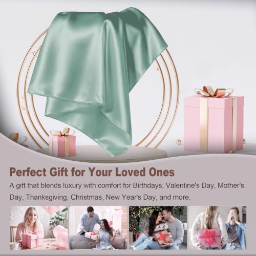 Image of LYSHIN Silk Pillow Cases Standard Size with Hidden Zipper, Sage Green | 19 Momme Mulberry Silk Pillowcase for Skin and Hair, Anti-Acne, Hypoallergenic, Cooling, Beauty Sleep, Gifts for Women
