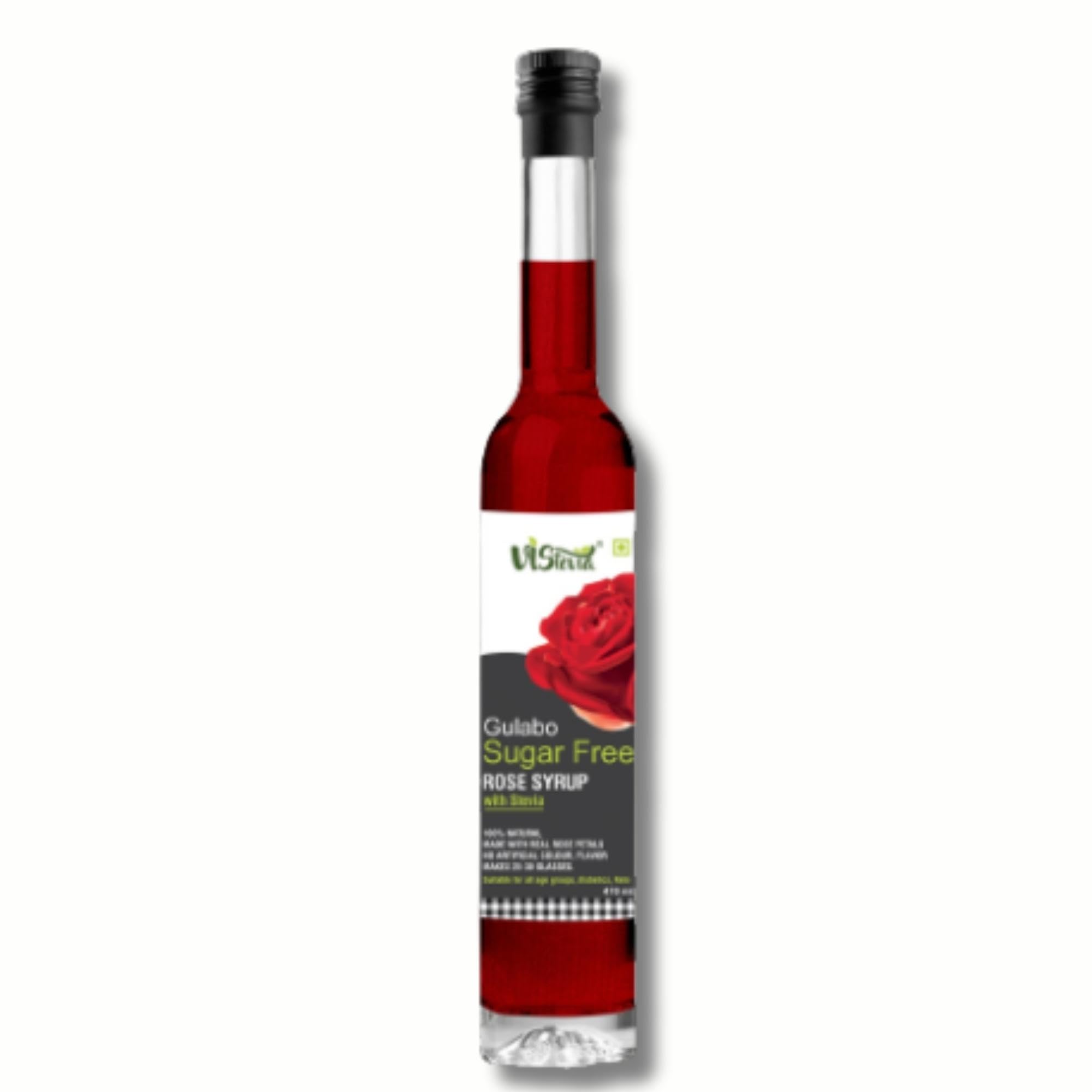 VIStevia Gulabo Sugar-free Rose Syrup, Diabetic And Keto Friendly - Sweetened Naturally With Stevia, Made With Real Rose petals Not Flavour And Colour - Pack Of 1 (470ML) Serves 25-30 Glasses (B0B12RCMW7) Amazon Price History, Amazon Price Tracker