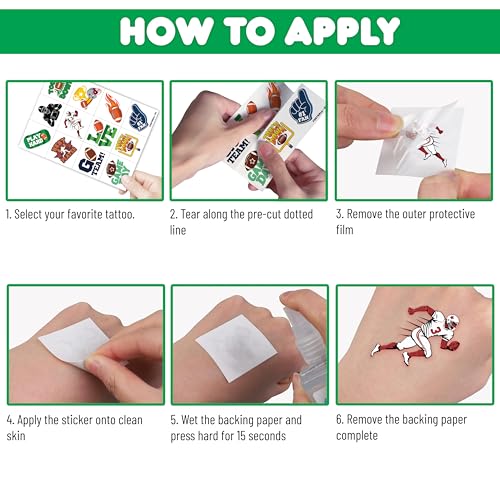 96 PCS Football Sports Pre-Cut Temporary Tattoos for Kids | Super Cute Football Themed Birthday Party Favors, Supplies, Decorations, Fake Tattoo Stickers (Multiple) - Image 6