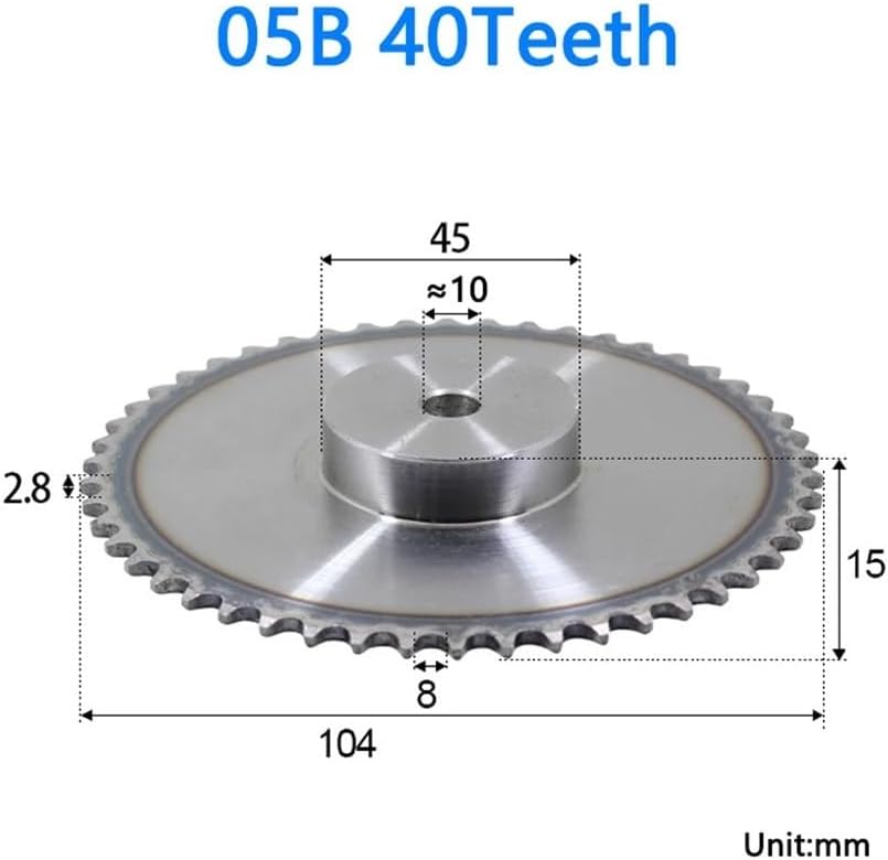 Mechanical Roller Chain Sprockets Tooth Roller Chain Sprocket,1pc 05B 20Teeth to 50Teeth Sprocket Wheel Chain Gear Industrial 45# Steel Suitable for 05B Roller Chain Pitch 8mm(21 Teeth)