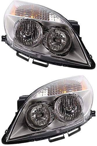Garage-Pro Driver and Passenger Side Headlights Assembly for Saturn Aura 2007-2009 Halogen with Bulb Sedan, Built from April 12 2007 Replaces#