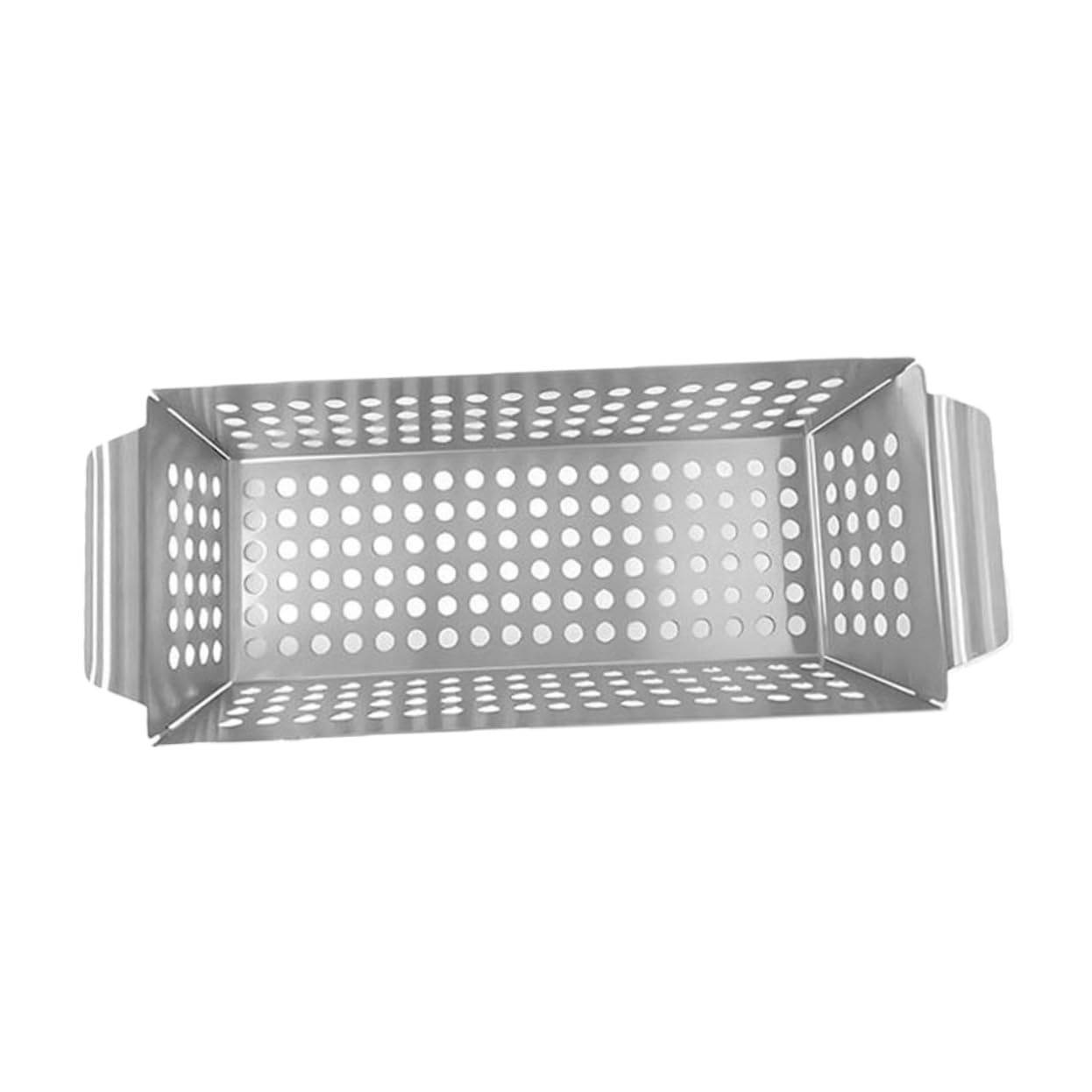 FUNOMOCYA Double Handle Stainless Steel Grill Pan Basket Non-Stick Surface Large Capacity Perfect for Meat Vegetables Outdoor Use