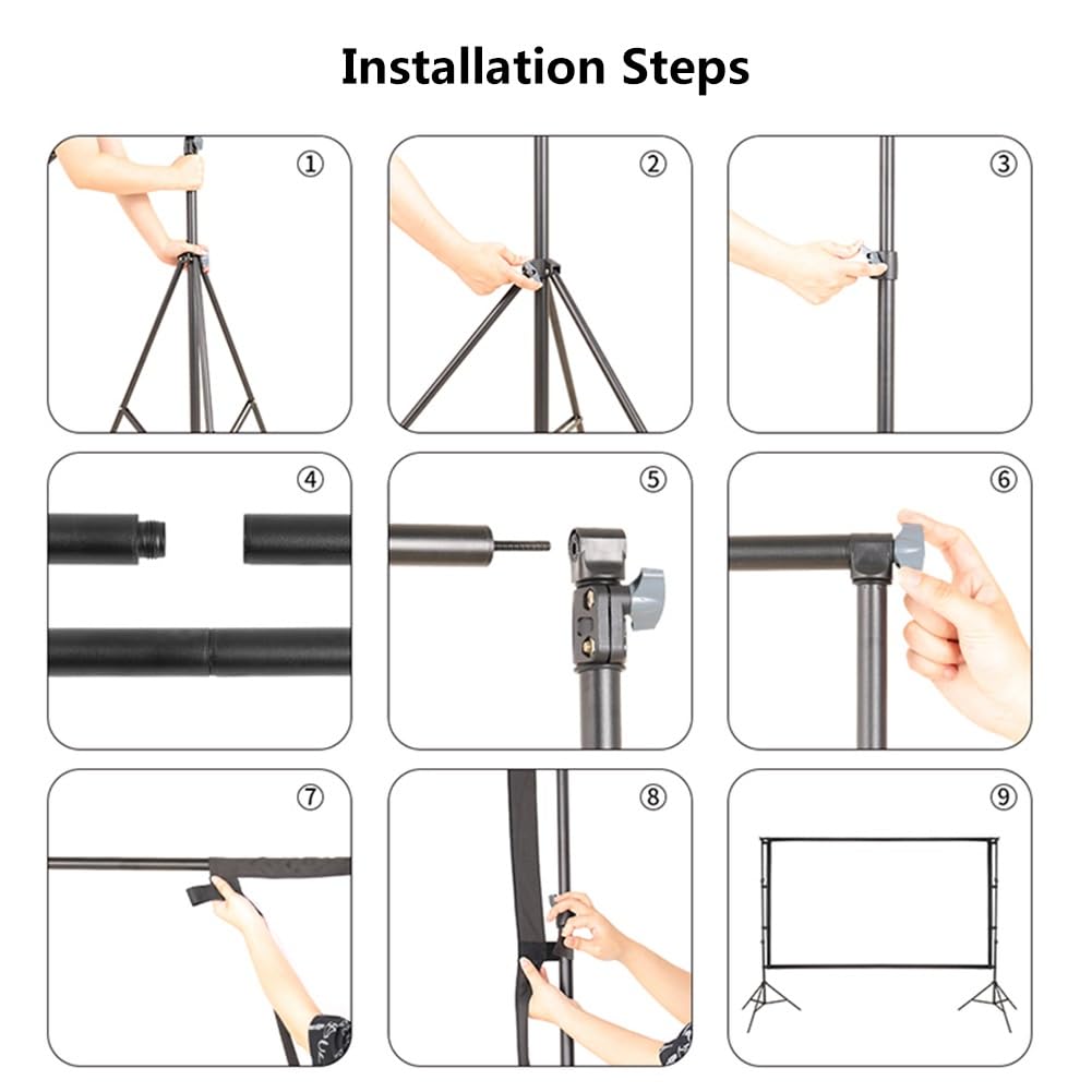 Schermo di Proiezione per Esterni 4K HD con Supporto per Treppiede, Telo Cinematografico 16:9 Pieghevole Anti-Crease con Borsa da Trasporto(120 Inch)