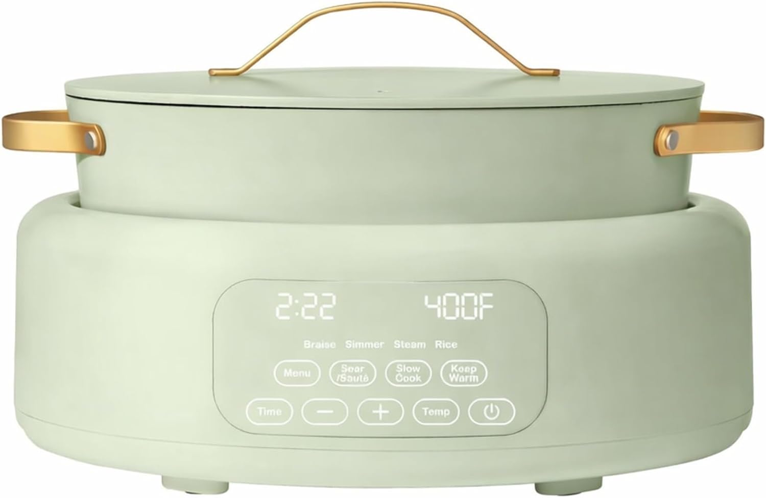 Slow Cook 6 Quart Electric Multi Cooker 10 in 1 with Programmable Touch Display, Slow Cook Sear Steam (Sage Green)