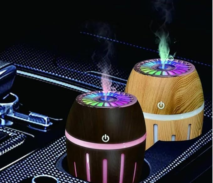 mobigon Wood Cool Mist Ultrasonic Humidifier for Room Moisture, Aroma Diffuser for Home, 300ml Essential Oil Diffuser with 7 Colorful Night Light, Auto Shut-Off, Home, Office, car (F.Dark Brown)