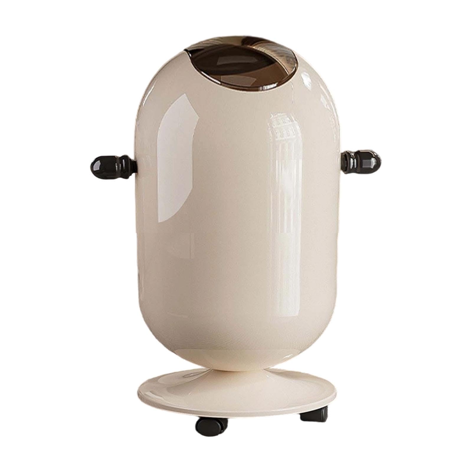 Cubo de Basura Alto con Ruedas Y Doble Cubeta, Papelera de Gran Capacidad, Contenedor de Basura Multifuncional de PP, Asa Ergonómica, 15l Blanco Lechoso, Individual