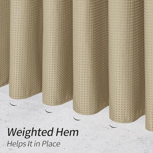Image of HOMETHREADS Embrace Luxury with Our 6-Feet Long Premium Polyester Shower Curtain with 12 Hooks for a Lavish Bathroom Ambiance | Stylish, Splendid, and Perfectly Sized (Classic Khaki, 180x180cm)