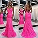 Toreque Long Sequin Lace Prom Dresses 2026 for Teens V Neck Mermaid Glitter Spaghetti Straps Formal Party Cocktail Gowns Train Ivory US2
