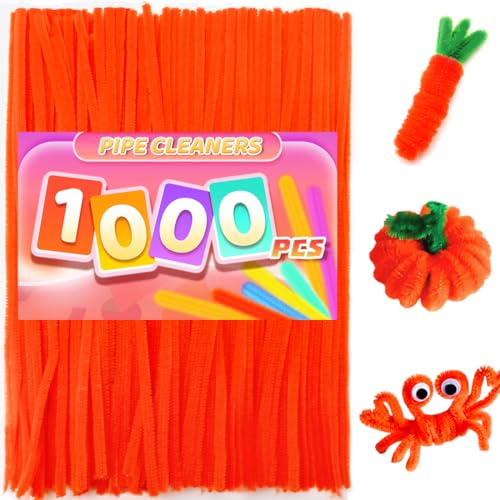 Image of Praisebank Orange Pipe Cleaners for Crafts, 1000pcs, Chenille Stems for DIY Projecets, Arts & Crafts Supplies for Festival Party Decorations