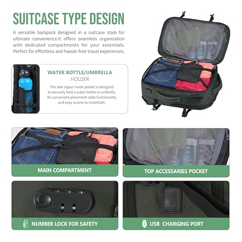 Image of TRAWOC 45L Laptop Backpack TPB01 | Unisex Office & Travel Bag with Anti-Theft Lock, Expandable Storage, USB Charging, Suitcase-Style Opening & 3-Year Warranty