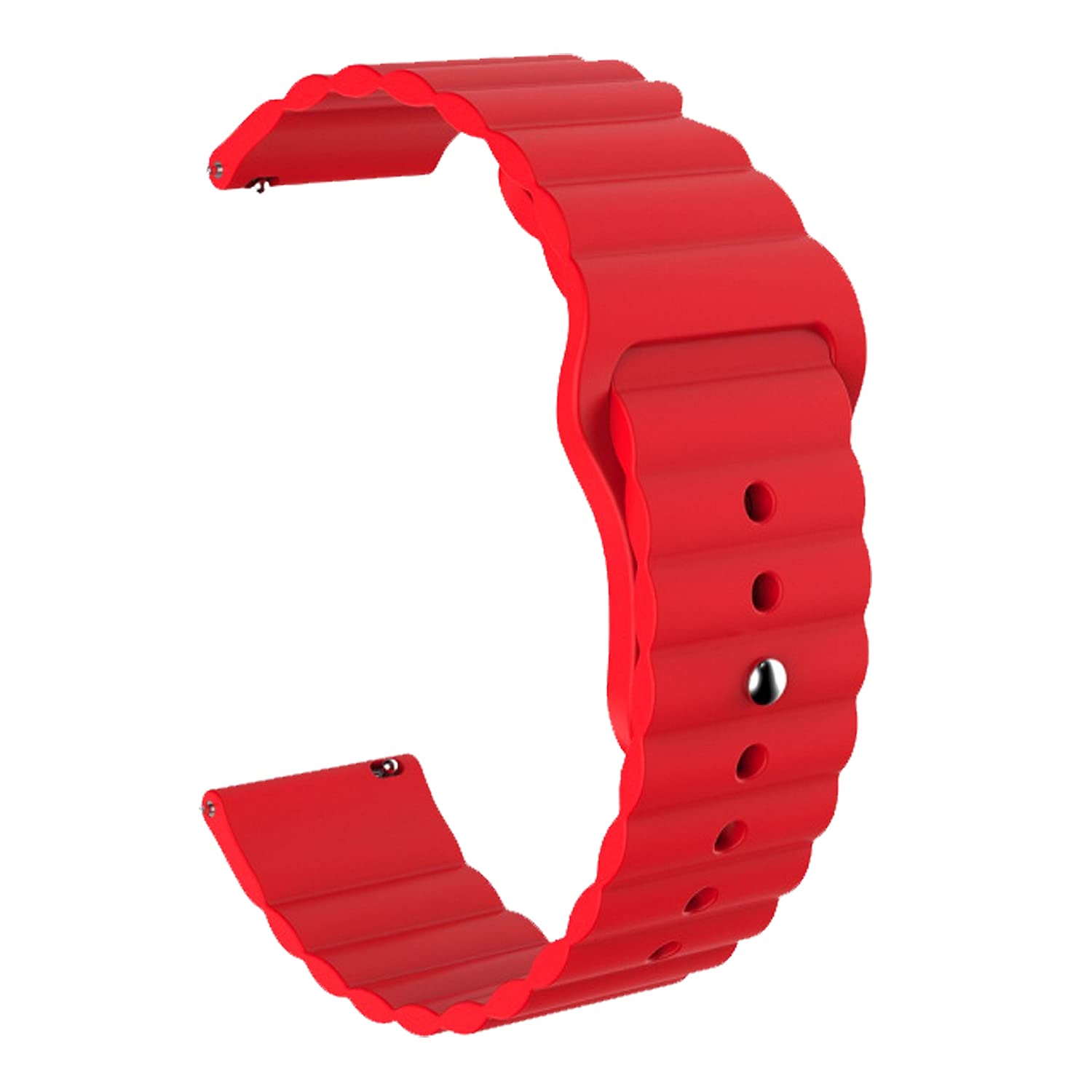 ACM Watch Strap Wave Design Silicone Belt 22mm Compatible with Fire-Boltt Encore Bsw169 Smartwatch Sports Band Red