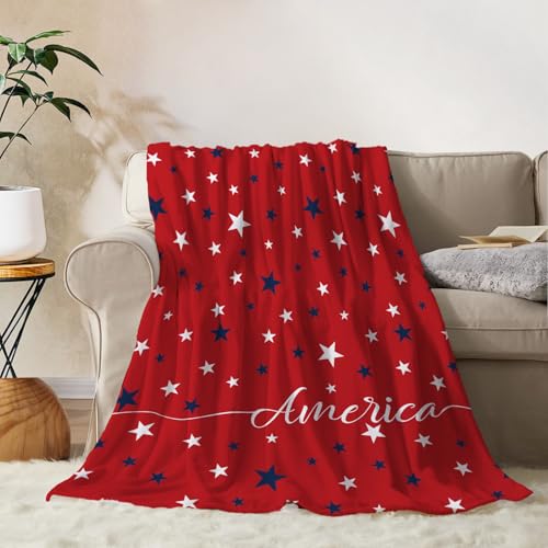 YeeJu American Flag Throw Blanket Kids Small Patriotic 4th of July Memorial Day Fourth of July Blanket Girl Boy Baby Couch Soft Blankets Red White Blue Stars Stripes Veteran Blanket 40x50